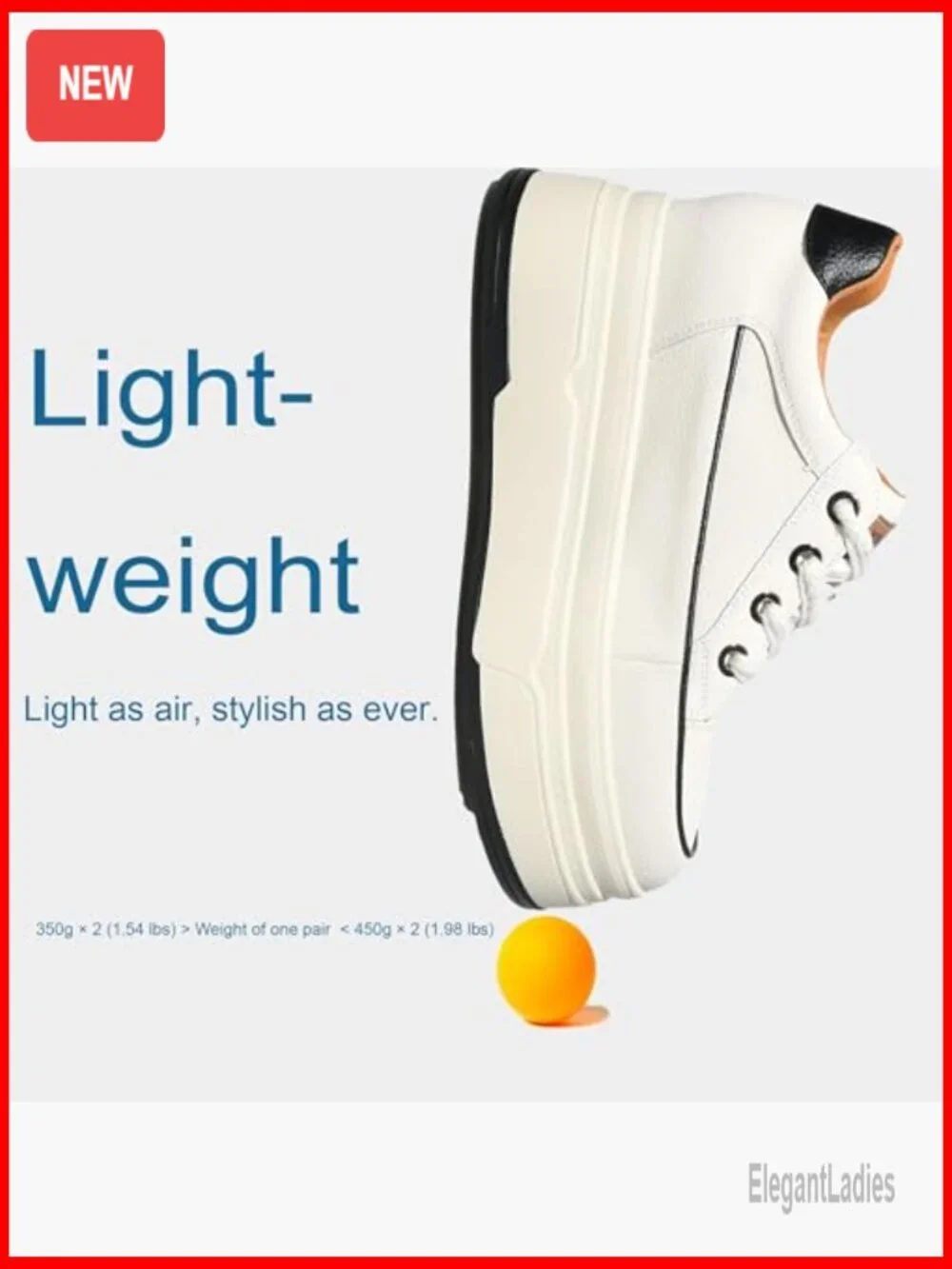 Platform Sneakers with 3-3.5 Inch Heel, Cushioned Arch Support, Non-Slip Sole